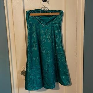 The Limited Strapless Turquoise Floral Dress